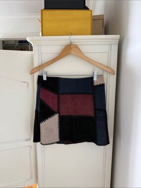 Zara Patchwork Suede Mini Skirt - Multi